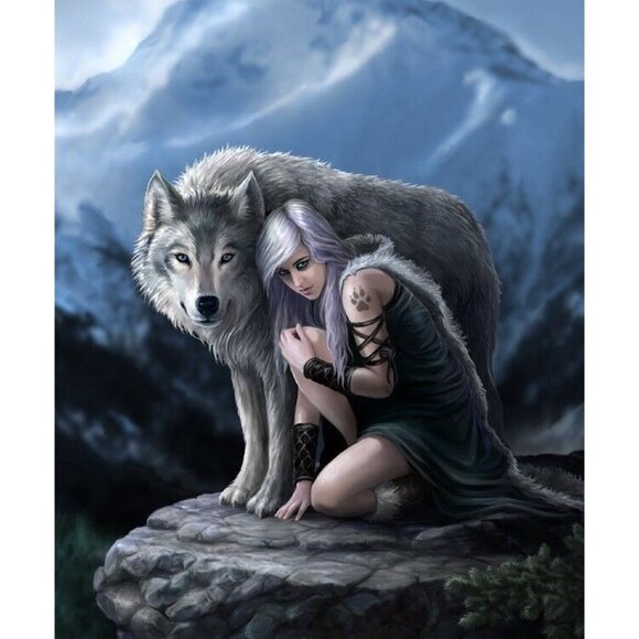 New Anne Stokes Art Protector Fairy Wolf Plush Throw Gift Blanket Sherpa Angel - Picture 1 of 5